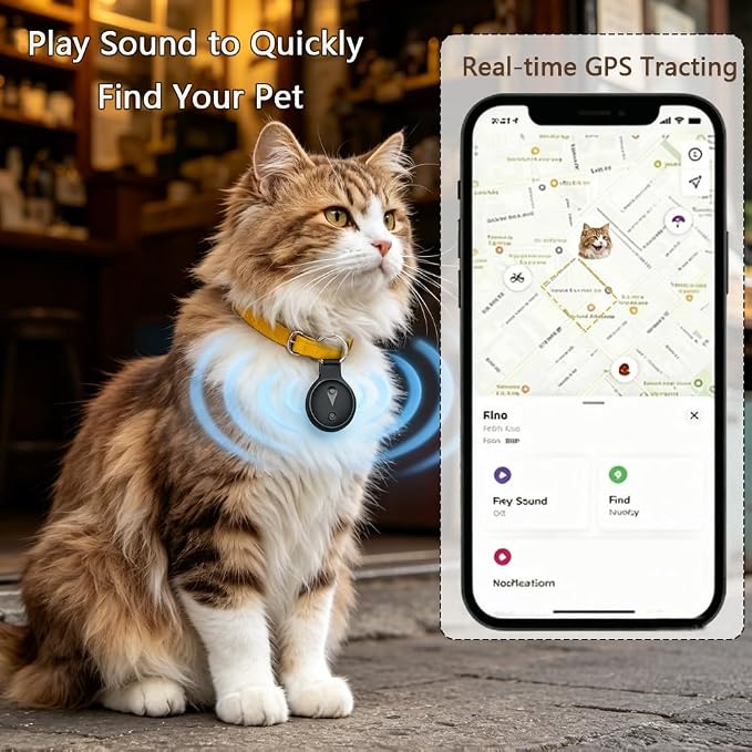 Pet GPS Tracker for Dogs/Cats,Smart Location Collar,Works with iOS Find My