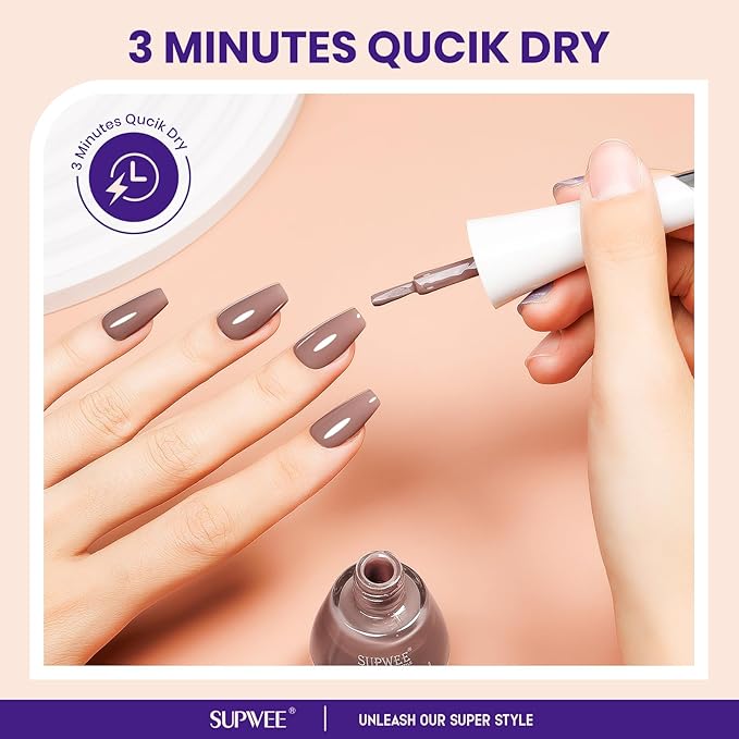 Brown Quick Dry Nail Polish, 16ml Air Fast Dry Regular Nail Polish Lacquer High Glossy Fall Finger Nail Manicure DIY Nail Art Salon Gift for Women Girl