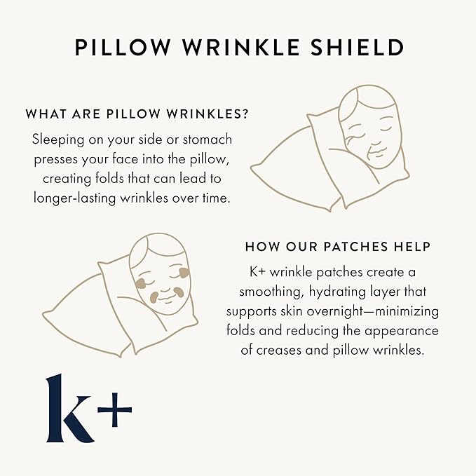 K+ Wrinkle Patches for Marionette, Smile Lines with Hyaluronic Acid, Adenosine and Peptides - Korean Overnight Mindful-Aging Facial Stickers (60 Count)