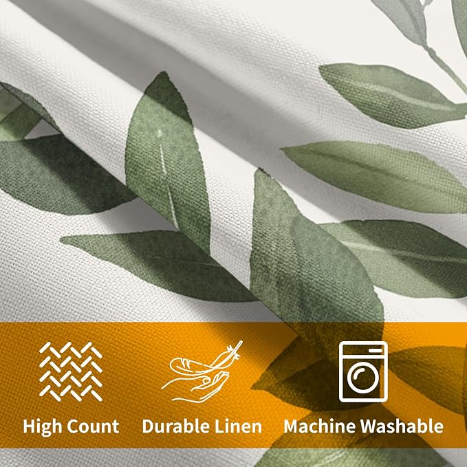 Kawani Green Leaf Throw Pillow Covers 20x20 in, Set of 2 Summer Spring Olive Leaves Outdoor Decorative Pillow Cases Cotton Linen Cushion Cover for Couch Bed Sofa Chair Car Seat Home Decor