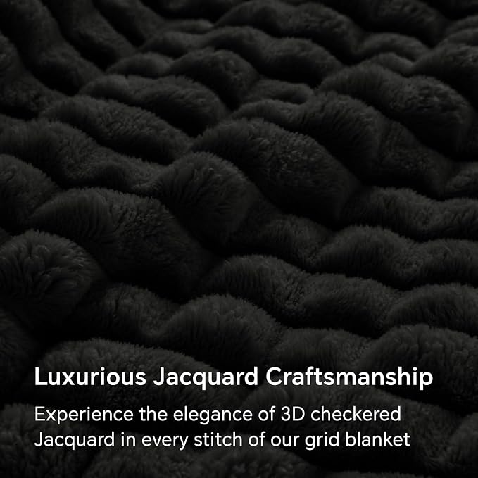 BEDELITE Black Checked Fleece King Size Throw Blankets for Bed, 108x90 Inch | Soft Warm Fuzzy Fluffy Blanket for Bed Sofa, Lightweight Plush Cozy Blankets for Home Room Decor, Gift for Women, All Season