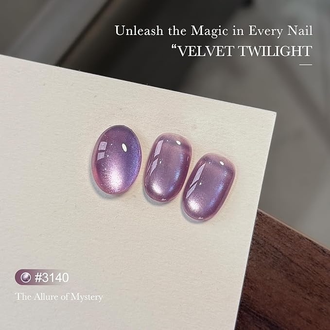 GAOY Purple Glassy Cat Eye Gel Nail Polish, 16ml Glitter Holographic Nail Polish with Magnet, Reflective Translucent UV Light Cure, 3140 Velvet Twilight