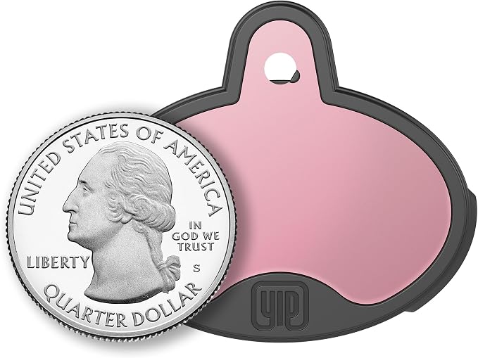 YIP Smart Tag ID & Custom Engraved Dogs Tracker - Compatible with Samsung Galaxy (No GPS Subscription Or Monthly Fee) Pets Collar Location Oval Rose Gold