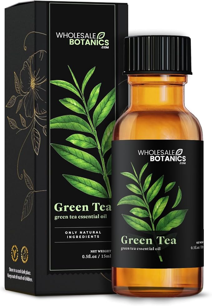 Green Tea Essential Oil by Wholesale Botanics | Premium Grade 100% Undiluted Essential Oil | for Aromatherapy, Soaps, Lotions, & Candles | Vegan & Cruelty Free (0.5 Fl Oz)