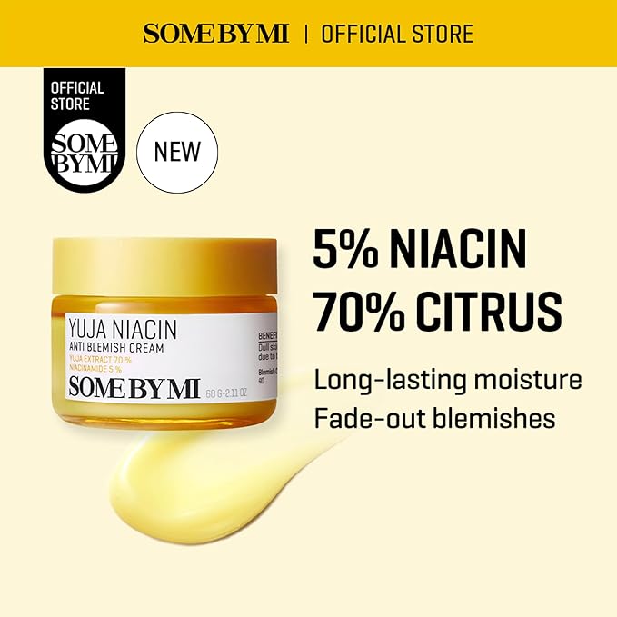 SOME BY MI Yuja Niacin Anti Blemish Cream – 2.02oz, 60ml – Korean 5% Niacinamide Face Moisturizer to Brighten Dull-Looking Skin – Dark Spot Remover with Alpha-Bisabolol for Face – Korean Skin Care