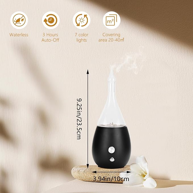 Lychee Essential Oil Diffuser Humidifiers, 7 Colors Light Setting, Quiet Diffuser, Small Aromatherapy Diffuser with Wood Grain Base for Home Bedroom Office Yoga Nice Gift
