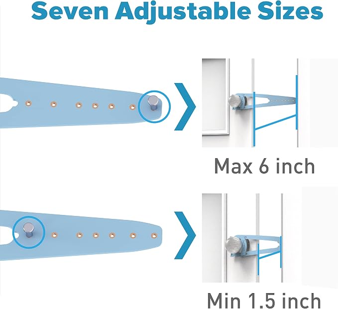 Neobay Cat Door Latch with Stabilizer, 7 Sizes Adjustable Cat Door Holder Latch to Keep Dog Out of Litter Box, No-Drill Alternative of Pet Gates and Interior Pet Door, Blue, 1 Pack