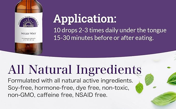 Milky Way from Midwife Made Naturals-All Natural Homeopathic Remedy Drops for Breastfeeding. Non-Toxic, Non-GMO,2 FL.OZ. Gotas Homeopaticas Para Amamantar