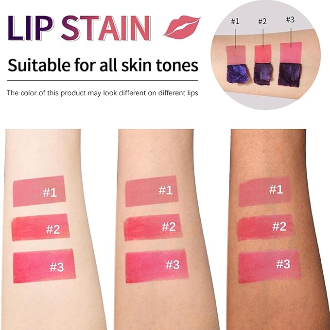 3PCS Peel Off Lip Stain Tattoo Set, Matte Peel Off Removable Lip Liner Set, Highly Pigmented Waterproof Long Lasting Liquid Lipstick Lip Stain Liner