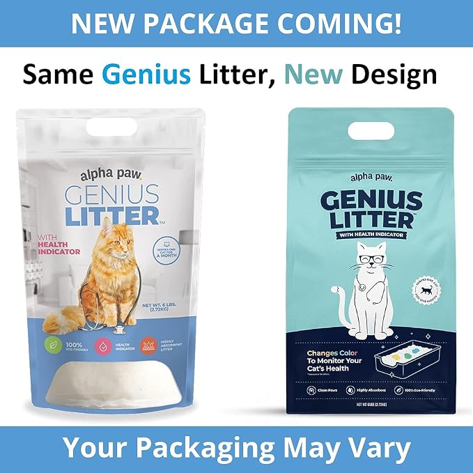 Genius Litter Health Monitoring Cat Litter, Featured on Shark Tank, Lightweight Crystal Silica Gel, Non Clumping, Dust Free, Low Tracking, Odor Control for Indoor Cats and Kittens, 3 Bag (18lb)