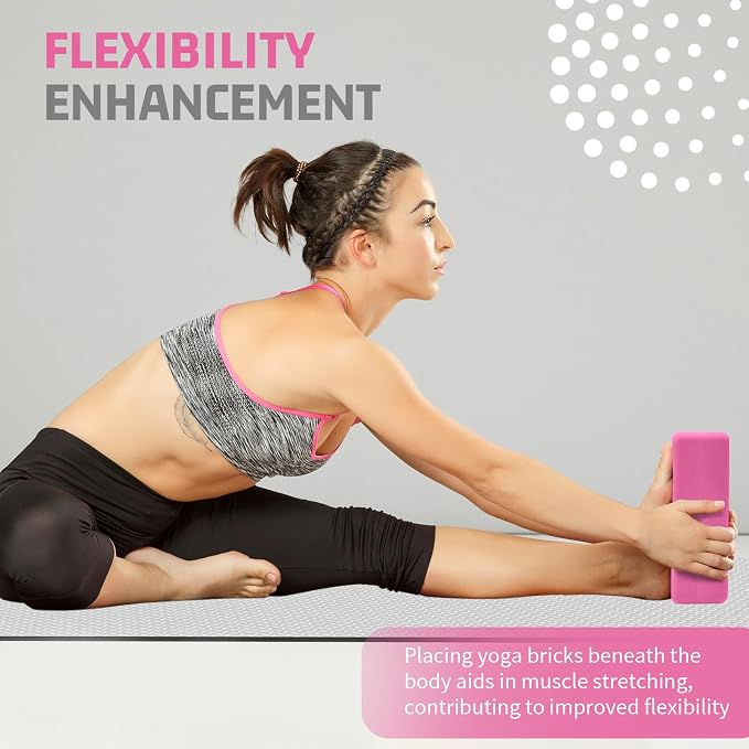 Yoga Blocks 2 Pack 3x6x9IN Foam Block Supportive Latex-Free with Rounded Edges, Non-Slip Exercise Blocks for Pilates, Meditation, Balance, Stretching and Deep Poses