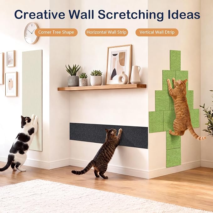 Cat Scratch Furniture Couch Corner Protector from Cat Claws, 78.7x15.8 Inch | Cat Wall Scratcher Mat with Catnip, Adhesive Cat Scratching Pads Renew Cat Stuff Sofa Tree Scratching Post Board Bed Tower