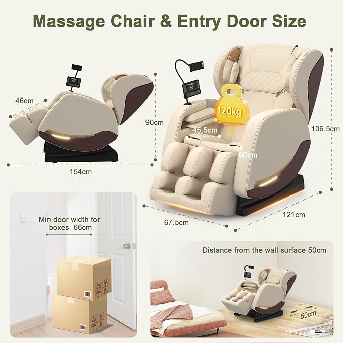 2026 Massage Chair Full Body, Zero Gravity Massage Chair Recliner with 14 Fixed Rollers, 8 Airbags, Foot Massage, Lumbar Heating, Touch Screen, Bluetooth Speaker & Ambient lighting for Lover, Parents