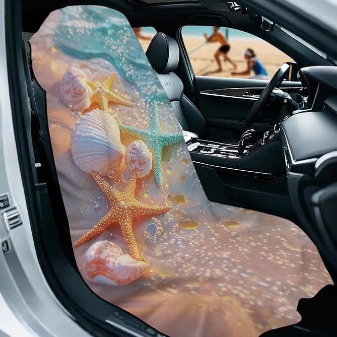 INSTANTARTS Starfish Shell Beach Car Seat Towel Covers Yoga Towel Car Seat Coverl