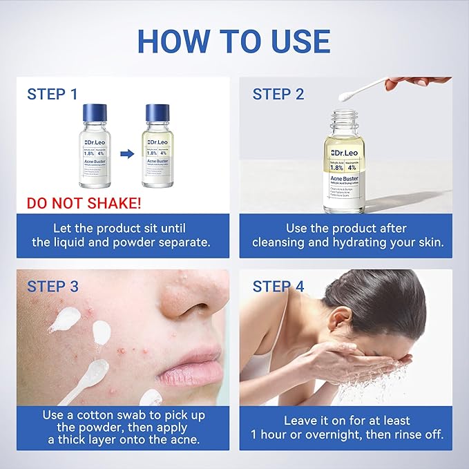 Dr.Leo 1.8% Salicylic Acid Spot Serum, Acne Treatment for Acne-Prone Sensitive Skin | Niacinamide, Fast Pimple Relief, Fades Acne Marks, Overnight & Period Breakouts, 0.34 fl oz (20 ml)