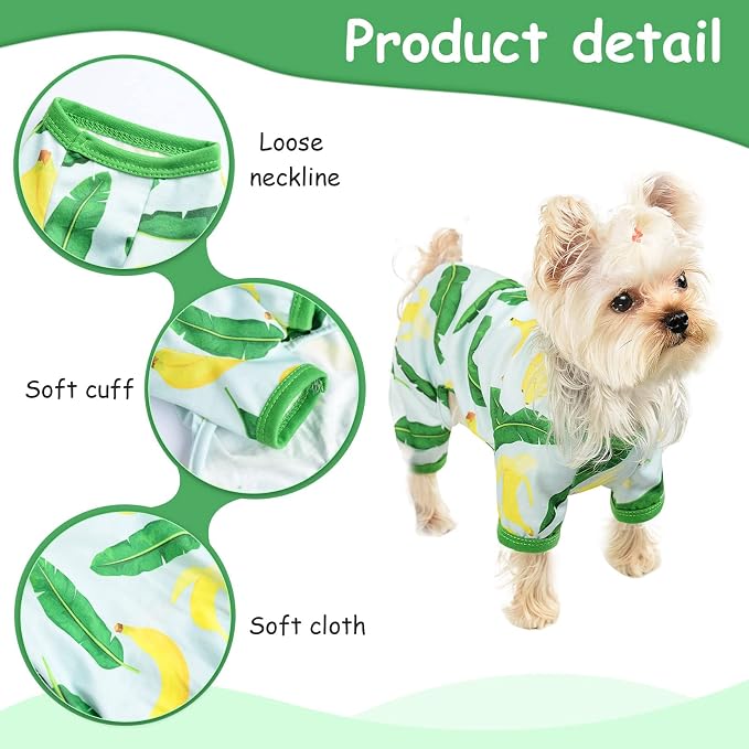 Dog Pajamas for Small Dogs Boy Girl, Dog Clothes Tiny Chihuahua Yorkie Spring Summer Shirt, Cute Puppy Outfit Pjs Jumpsuit Cat Onesie Apparel Pet Clothes