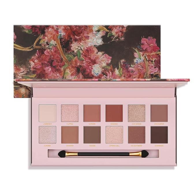 K'APEINE Warm Brown Eyeshadow Palette, 12 Colors Blush Eyeshadow Pink Red Eye Shades Matte Shimmer Eye Shadow High-Pigmented Makeup Palette for Women Daily, Party, Music Festival, Stage Performance