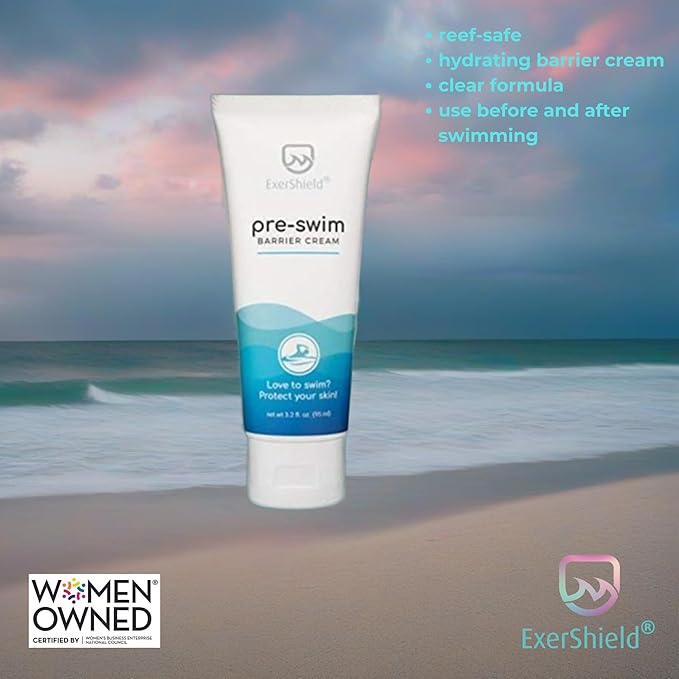 Exershield Pre-Swim Lotion –Barrier Cream for Swimmers – Protects Skin from the drying and itchy effects of pool and spa water