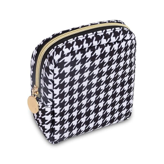 UIXIZQ Mini Makeup Pouch for Purse， Small Cosmetic Bag Pouch Nylon Travel Toiletry Organizers for Women Girls, Cute Storage Zipper Pouch Coin Purse for School Work Camping(Mini-Houndstooth)