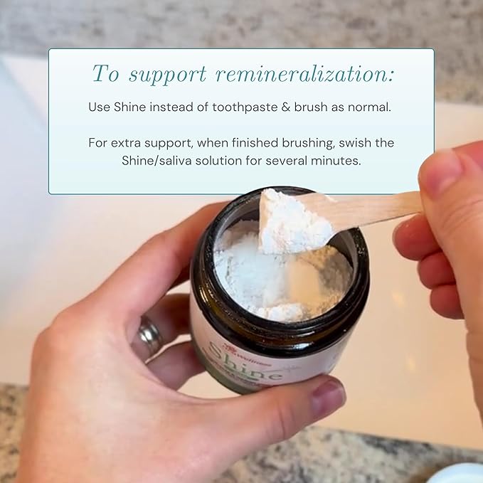 OraWellness Shine Remineralizing Tooth Powder with Hydroxyapatite, Made in The USA, Fluoride Free Tooth Repair, Natural Teeth Whitening Powder, Teeth Polish & Stain Remover, Mint