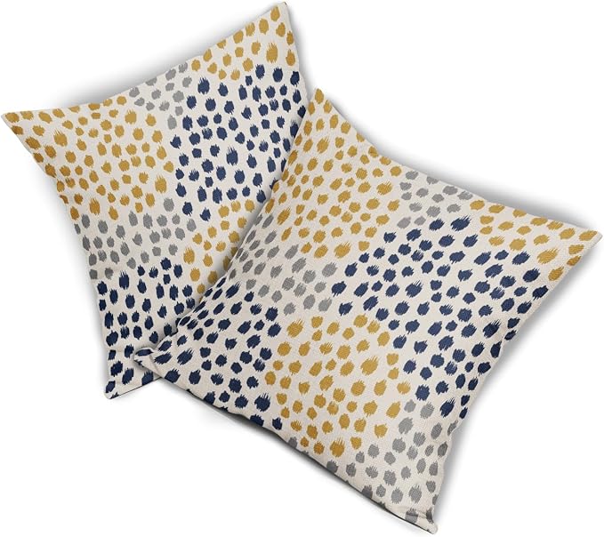 Blue Yellow Pillow Covers 20x20 Set of 2 Boho Design Gray Polka Dot Throw Pillows Modern Art Trendy Print Decorative Outdoor Pillowcase Square Cushion Cover Linen Pillow Case for Home Sofa Couch Bed