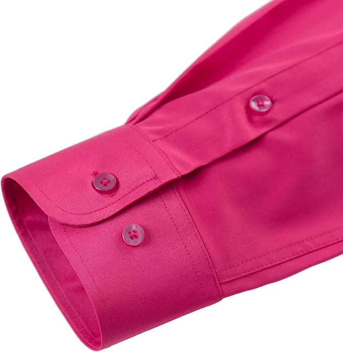 J.VER Men's Dress Shirts Solid Long Sleeve Stretch Wrinkle-Free Formal Shirt Business Casual Button Down Shirts