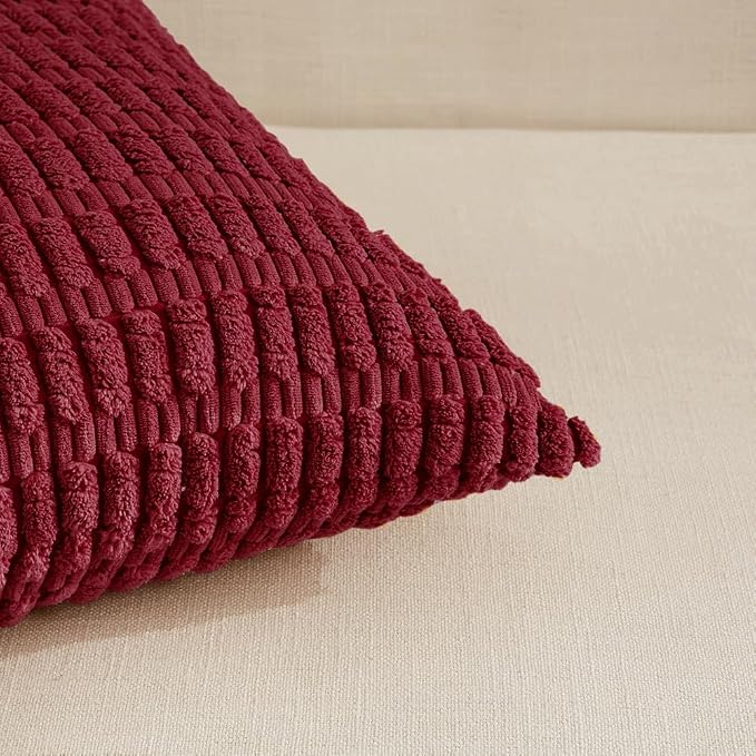 Fancy Homi 4 Packs Decorative Throw Pillow Covers for Living Room Couch Bed, Modern Farmhouse Boho Home Décor Accent Cushion Case, 26" x 26", Burgundy
