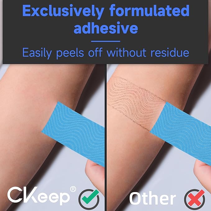 CKeep Kinesiology Tape, Uncut 2 Rolls, Original Cotton Elastic Premium Athletic Tape,Latex Free Hypoallergenic, 2inch x 16ft, Light Blue