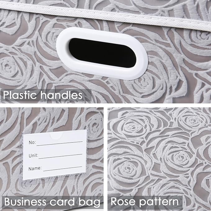 Extra Large Collapsible Storage Boxes with Lids Fabric Decorative Storage Bins Cubes Organizer Baskets with Cover Handles Divider for Bedroom Closet Living Room 19.6x15.7x11.8 Inch 3 Pack