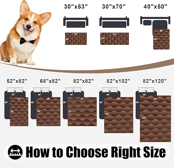Smiry Waterproof Dog Bed Cover Blanket, Reversible Pet Blanket | Soft Reversible, Washable Leakproof Cats Dogs Couch Cover for Sofa, Couch, Furniture (52x82 Inch)