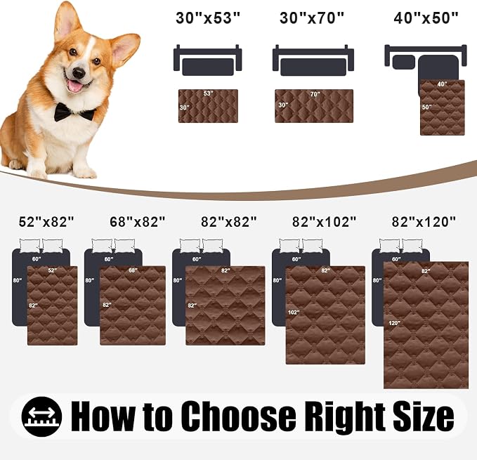 Smiry Waterproof Dog Bed Cover Blanket, Reversible Pet Blanket | Soft Reversible, Washable Leakproof Cats Dogs Couch Cover for Sofa, Couch, Furniture (40x50 Inch)