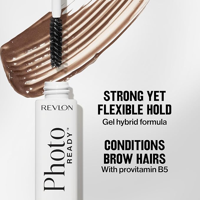Revlon PhotoReady Lifting Brow Gel, Tinted Eyebrow Lamination with Spoolie Brush, Conditions, Shapes & Defines, 803 Warm Medium Brown, 0.23 fl oz