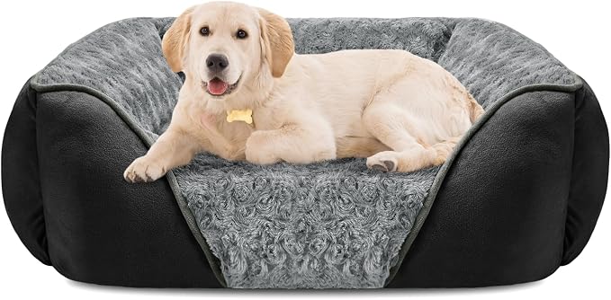 Large Dog Bed Rectangle Washable Orthopedic Soft Calming Sleeping Durable Pet Cuddler with Anti-Slip Bottom