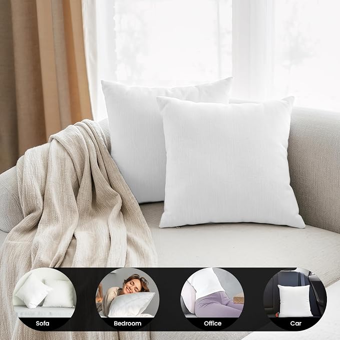 Foamily Couch Pillows Inserts 16x16 (Set of 2) Premium Decorative Pillows for Couch, Bed & Living Room, Soft Fluffy Throw Pillow Inserts for Home Décor