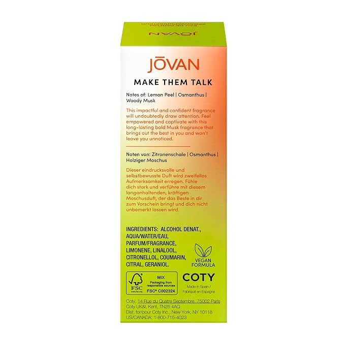 Jovan Make Them Talk Eau de Parfum 1.7 fl oz (Pack of 1), Notes of Osmanthus, Musk, and Lemon, Unisex Fragrance, Long Lasting, Everyday Fragrance, Travel Size