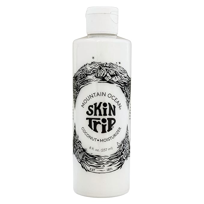 Mountain Ocean Skin Trip Coconut Body Lotion, 8 Oz, Lightweight, Fast Asborbing Moisturizer for Women and Men, with Coconut Oil, Aloe Vera, & Lanolin