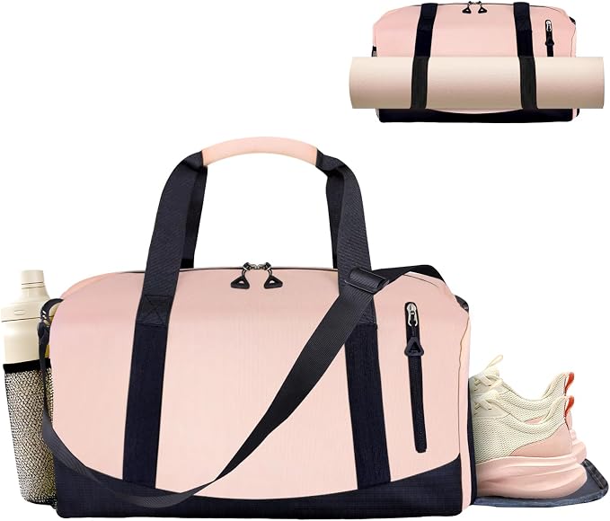 Yoga Mat Bag, Gym Workout Bag with Water Bottle Pocket, Pilates Bag for Women with Wet & Dry Pocket, Yoga Bags and Carriers Fits All Your Stuff, Yoga Tote Bag for Sports Travel Office