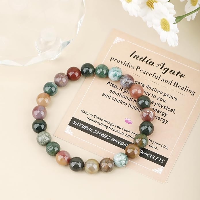 AD Beads Handmade Gemstone Stretch Elastic Bracelet Crystal Healing Reiki Nature's Beauty and Spiritual Essence Unisex