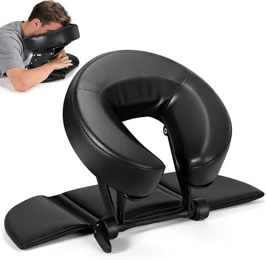 Face Down Tabletop Massage Kit with Hand Rest Pad | Adjustable Massage Headrest Face Cradle Universal Table Face Pillow for Office Desk & Spa Table Bed Portable Ergonomic Black