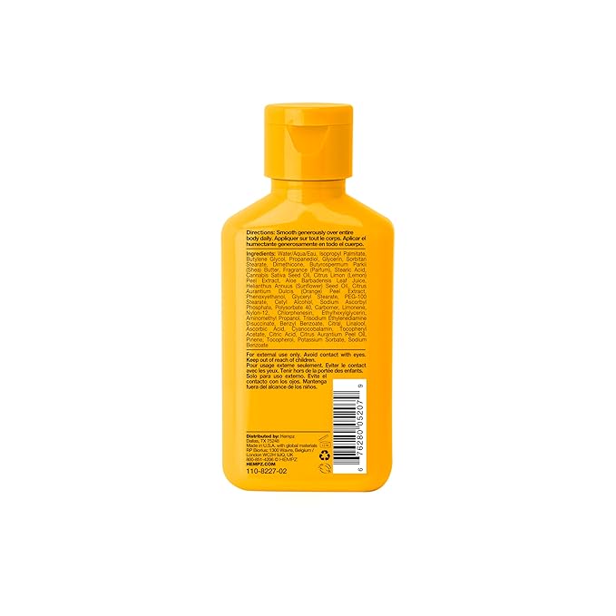 Hempz Body Lotion - Citrus Blossom Limited Edition Mini Daily Moisturizing Cream, Shea Butter, Aloe, Body Moisturizer - Skin Care Products, All Natural Hemp Seed Oil - Travel Size 2.25 Fl Oz