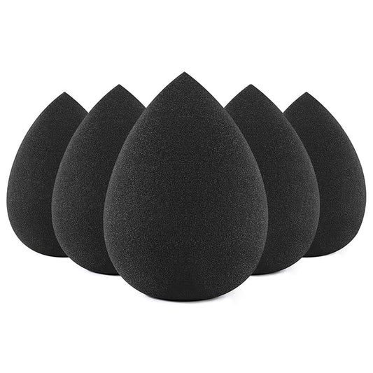 BEAKEY Makeup Sponge Set, 5 Pcs Foundation Blending Sponge, Beauty Sponges Flawless for Liquid, Cream, and Powder, Latex-Free and Vegan Boun Boun Makeup Sponges, Black