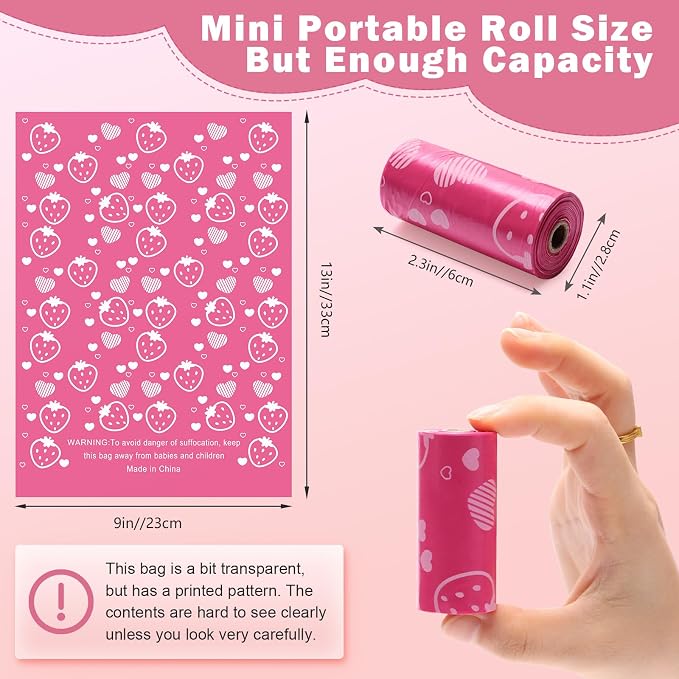 300P Sanitary Napkin Disposal Bags, Luxiv Disposable Sanitary Bags Rolls Personal Care Disposal Bag for Diapers, Tampons, Pad Period Bag Disposal Feminine Hygiene Products Bags with Scent (Pink)
