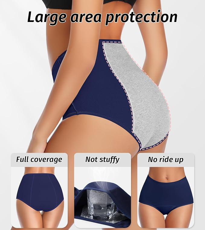 JojoQueen Period Underwear for Women Menstrual Panties Cotton Postpartum Easy Clean Teens Brief