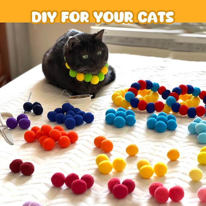 TEAWOO 50Pcs Cat Toys Pom Pom Balls with 1 Launcher Set, Interactive Cat Toy Stuff for Indoor Both Adult & Kitten Toys | Interactive Cat Toy Stuff for Indoor Both Adult & Kitten Toys, 1 launcher & 50 balls