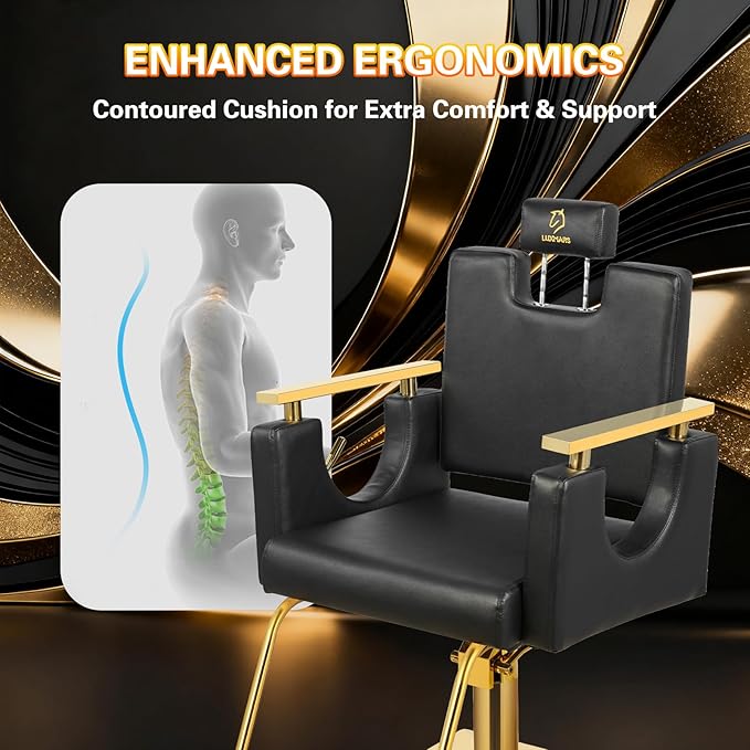 Heavy Duty Barber Chair, 360° Swivel Reclining Salon Chair for Hair Stylist, Height Adjustable Hydraulic Hairdressing Chair with Footrest for Barber Shop, Beauty Salon, Hairdressers