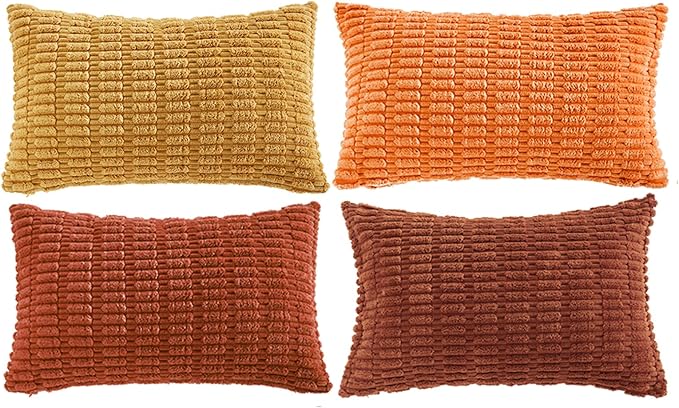 Fancy Homi 4 Packs Decorative Throw Pillow Covers for Living Room Couch Bed, Modern Farmhouse Boho Home Décor Accent Cushion Case, 24" x 16", Burnt Orange Series