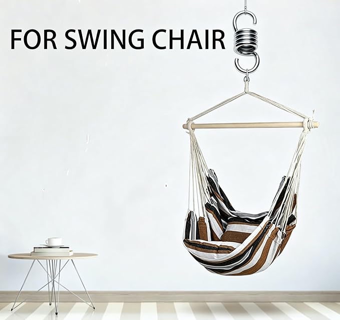 Heavy Duty Spring Hammock Chair Swing Hook Suspension Extension | For Hammock, Boxing Bag, Hanging Chair, Gym, Patio Swing