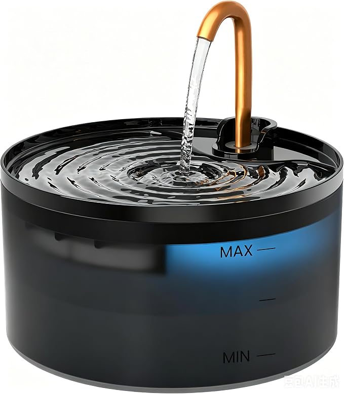 MISFANS Cat Water Fountain with 3-Pack Replaceable Filters,Copper Faucet | 71oz/2.1L Cat Fountain for Drinking, MISFANS-Designed Pump & Filter, Plastic Automatic Pet Water Fountain Bowl & Dispenser