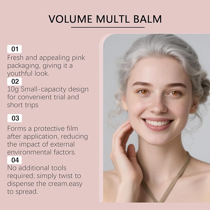 PDRN Pink Collagen Volume Multi Balm Stick, Pink Collagen Balm for Face, Lips, Eyes, Neck, Deep Hydrating & Nourishing for Smooth Skin, Non Greasy (1pc)