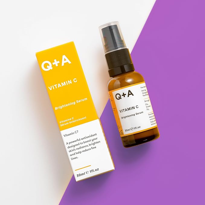 Q+A Vitamin C Brightening Face Serum (30ml), Vitamin C Serum for Face with Hyaluronic Acid, Hydrating and Anti-Ageing, Fragrance Free Skincare, Brightens Skin and Evens Out Skin Tone